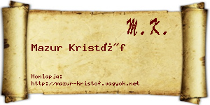 Mazur Kristóf névjegykártya